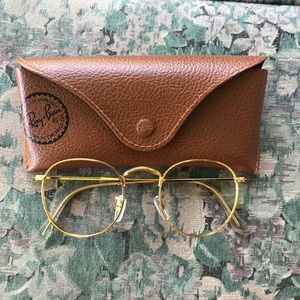 Round Rayban RB 3447 Gold Frames & Case